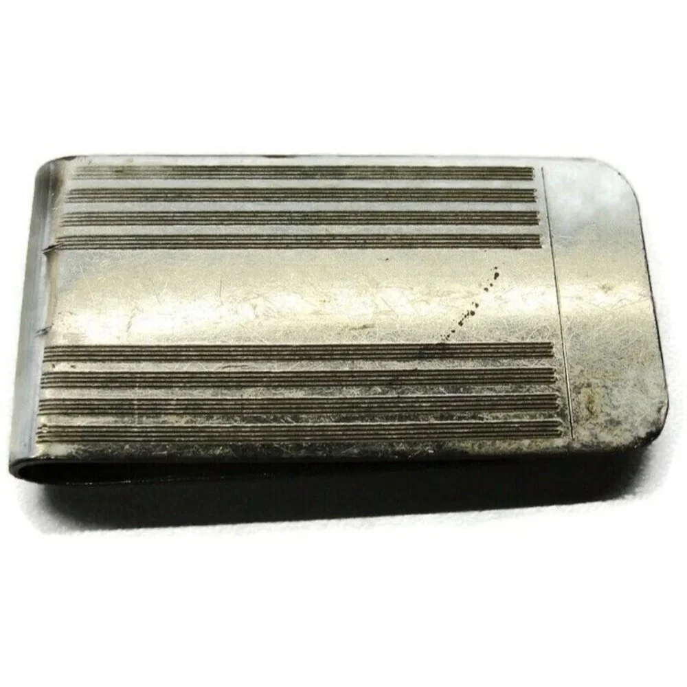Etched Lines Money Clip Stainless Steel Wallet Credit Card Cash ID Holder